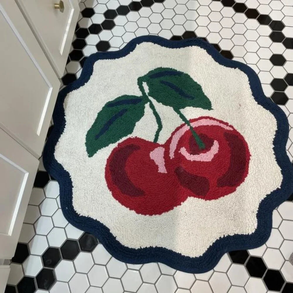 Brand New Anthropologie Maeve Cherry Tufted Cotton Bath Mat